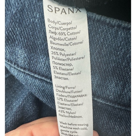 Spanx Jean-ish Ankle Pull On Leggings Size M Tall Denim - Picture 12 of 12